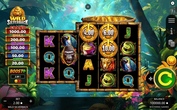 Wild Silverback - layar permainan utama dengan grid 3-3-4-4-4